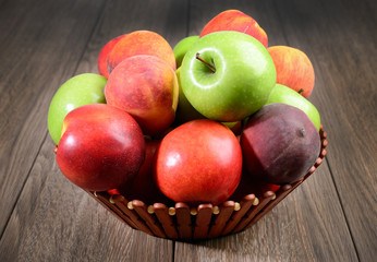 fresh peaches and apples