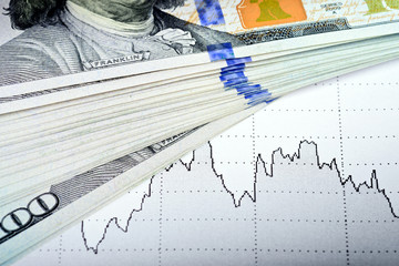 market chart  and dollars banknote