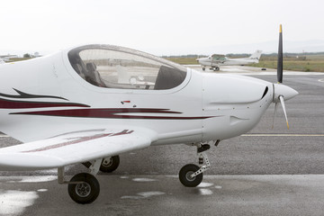Small two-seated propeller airplane
