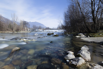 cascata sul fiume serio in val siriana in provincia di Bergamo