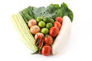 mix vegetable on white background