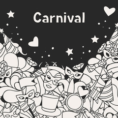 Carnival show background with doodle icons and objects