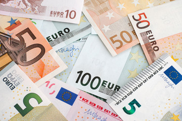 Pile of euro banknotes