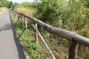 Fototapeta na wymiar Handrails for bike path