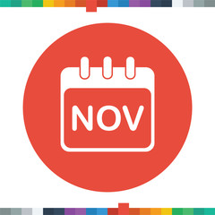 Flat calendar icon, month of november.