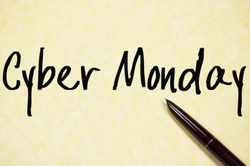 cyber monday text write on paper