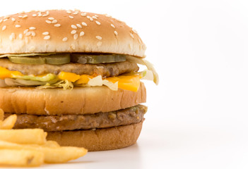 hamburgers on white background