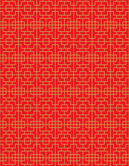 Fototapeta premium Golden seamless Vintage Chinese style window tracery diamond geometry pattern background. 