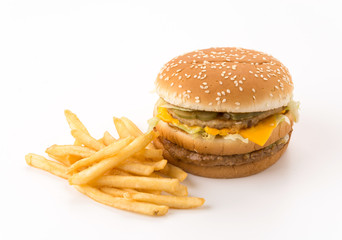 hamburgers on white background