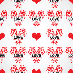 Vector damask seamless pattern background with love word. Elegant