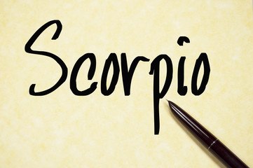 scorpio word write on paper