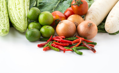 mix vegetable on white background