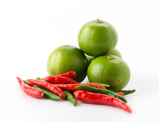 Red chili pepper and green lemon