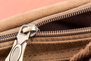 Bag with open zipper