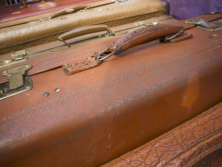 brown suitcases