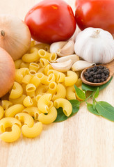dry pasta spaghetti with ingredient