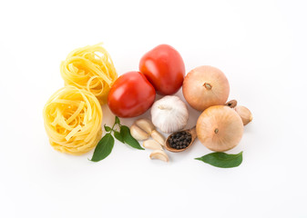 dry pasta spaghetti with ingredient