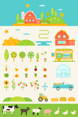Eco-friendly Agriculture and Farming Infographics Elements Set. Locally Grown Food