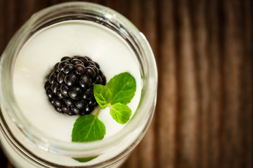 Healthy breakfast with yogurt