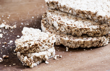 Wholegrain round bread for diet, selective focus
