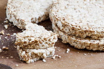 Wholegrain round bread for diet, selective focus