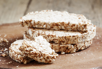 Wholegrain round bread for diet, selective focus