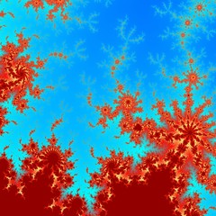 Abstract red fractal asymetric flame or discharge pattern