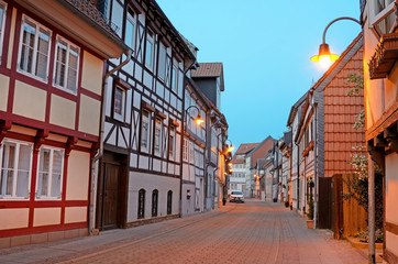 Fototapeta na wymiar Romantic classic half-timbered old houses in Wolfenbüttel, typ