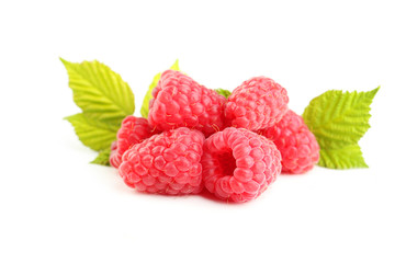 Red raspberry isolated on a white