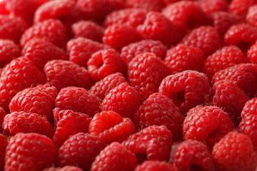 Red raspberry background, close up