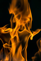 fire on black close up abstract background