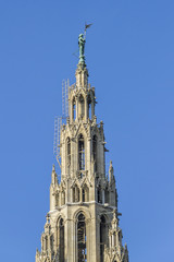 Fototapeta na wymiar Fragment of Famous City Hall building (Rathaus). Vienna, Austria