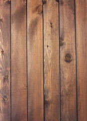 Fototapeta premium Textured rustic wooden dark brown table background.