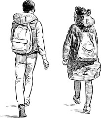 walking students