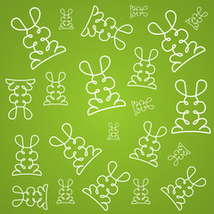 Texture background in linear design with rabbits