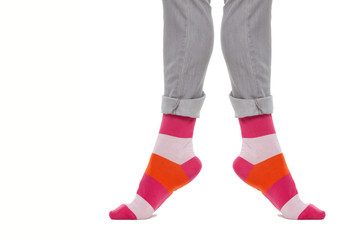 Legs with colorful socks