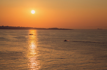 Vintage toned picture of the sea sunset.