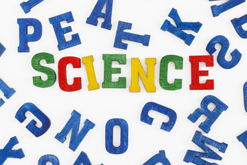 Series "Education - school subjects": Word "Science" made from colorful wooden letters
