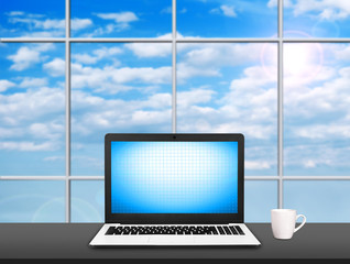 Laptop on table