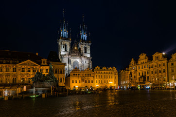 Fototapeta na wymiar Prag city square at night, Czech republic