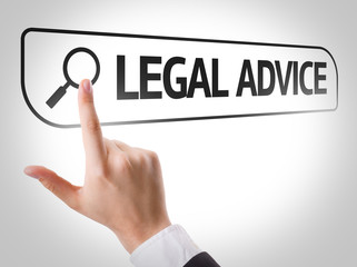 Legal Advice written in search bar on virtual screen