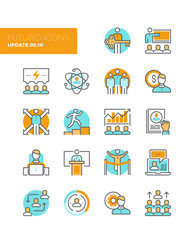 Leadership and management line icons