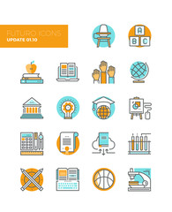 Education and training line icons
