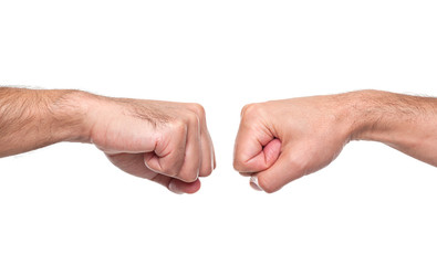 Fist bump isolated in white