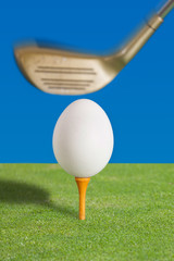 Egg on a golf tee