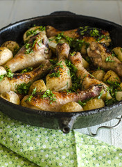 Crisp-tender chicken baked with roasted carrots and potatoes