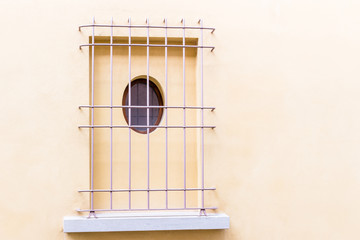 Lilac iron grating window with round hole