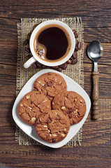 Chocolate cookies and coffee