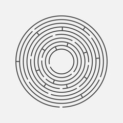 Vector illustration of round maze / labyrinth. Isolated on white background
