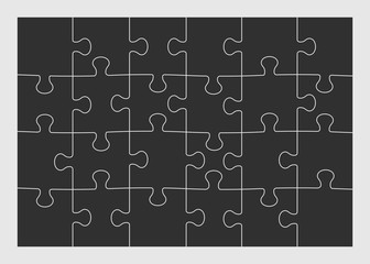 Set of twenty four puzzle pieces. Vector illustration.